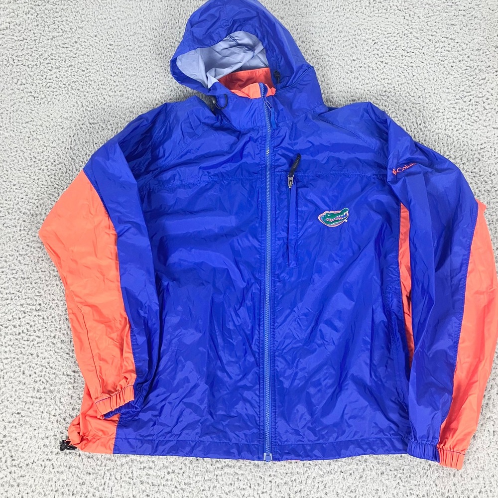 Columbia Windbreaker Mens L Blue Florida Gators Packable Hooded Jacket